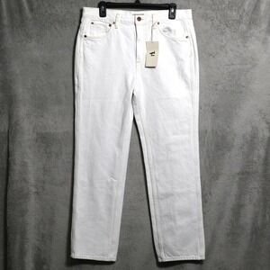 Hey Gang Jeans Womens 34x30 White Denim Pants Made In USA 5 Pocket Straight Leg